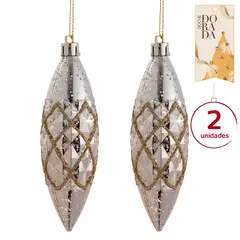 DEAR SANTA - Set de 2 Bolas de Navidad 12cm Olive Noche Dorado