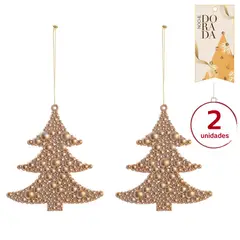 DEAR SANTA - Set de 2 Árboles de Navidad 9cm Noche Dorada Cobre