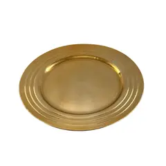 DEAR SANTA - Plato Amarillo/Dorado Border Line en Polipropileno 32,6 cm x 1,6 cm x 32,6 cm