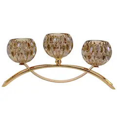 DEAR SANTA - Candelabro Mesa de Centro 3 Copas Dorado Metal 18.5cm