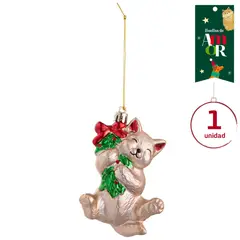 DEAR SANTA - Gato Árbol Dorado 10cm Huella de Amor