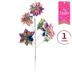 DEAR SANTA - Pick Poinsetia Iridiscente 55cm en PVC Magia en Casa