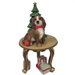 DEAR SANTA - Perro Árbol Sobre Mesa en Poliresina Multicolor 21cm