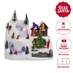 DEAR SANTA - Casa Montanna Esquiar Musical Led 21.5x22.5cm a Batería