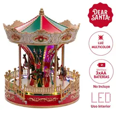 DEAR SANTA - Carrusel Iluminado Animado Musical Led 28x23.5x23.5 cm a Batería Producto Certificado