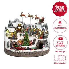 DEAR SANTA - Villa de Navidad Animada Musical Tren Led 36x42x40 cm a Batería Producto Certificado