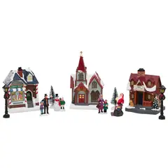 DEAR SANTA - Juego de Casa Iluminada Led Accesorios 11 Piezas 16.3x7.5cm a Batería