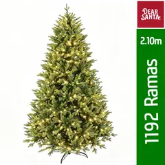 DEAR SANTA - Árbol de Navidad Pino con 460 Luces Cálida Led Integrado 1192 Ramas 210cm Verde 120 V