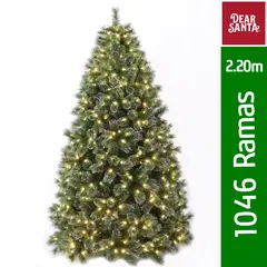 DEAR SANTA - Árbol de Navidad Pino con 600 Luces Led Cálida Integrada 1046 Ramas 220cm Verde 120 V