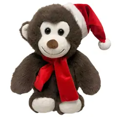 DEAR SANTA - Peluche Mono Navideño en Tela Café 25cm