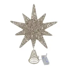 DEAR SANTA - Tope de Árbol de Navidad Estrella 15 Led 35cm de Pila