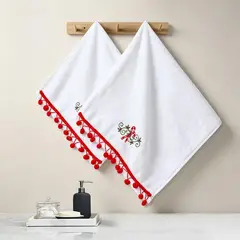 DEAR SANTA - Set de 2 Toallas Visita Blanca Navidad en Algodón 28x46cm y 33x61cm