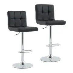 JUST HOME COLLECTION - Set de 2 piezas Silla Bar Hemah 40x114x37 cm con Respaldo Negro