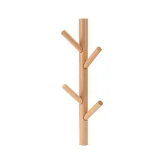 JUST HOME COLLECTION - Perchero de Pared Madera 5.8x43x3.5 cm 4 Ganchos Beech Color Natural