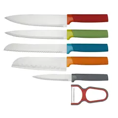 JUST HOME COLLECTION - Set de 6 Cuchillo en Acero Inoxidable Pelador Mango Plástico Colores