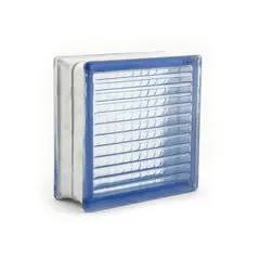 HOLZTEK - Bloque Vidrio Cuadros Azul 19x19x8cm