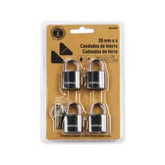 KARSON - Candado Tipo Italiano 20 Mm 4 Unidades