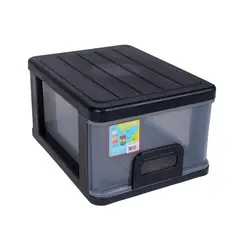 GENERICO - Cajón Apilable con Tapa 33x23x43 cm Negro